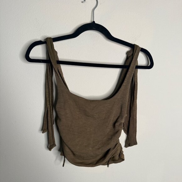 Free People Women's Brown Boulevard Tie Straps Tank Top - Size XS Extra Small - Picture 3 of 6